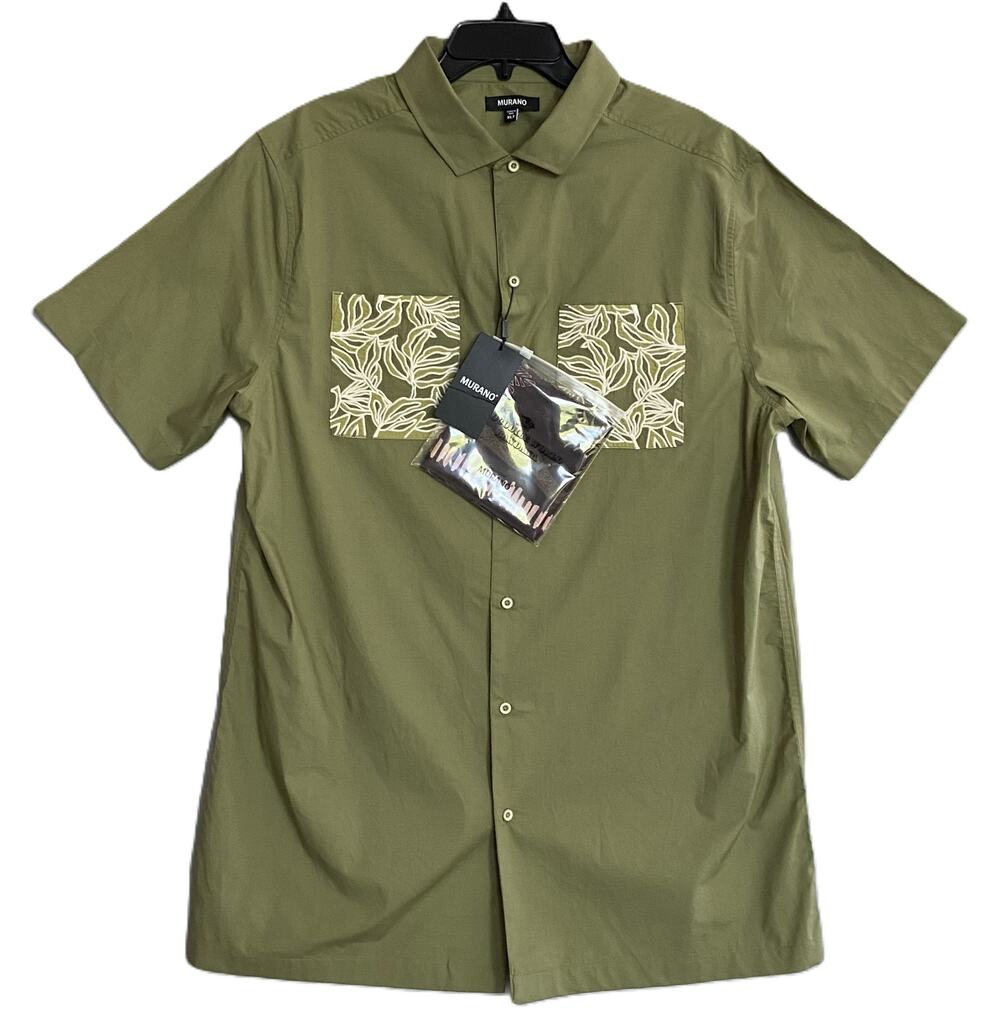 Murano Casual Shirt w/Bandana Men's XLT Big & Tall Cotton Med Sage NEW